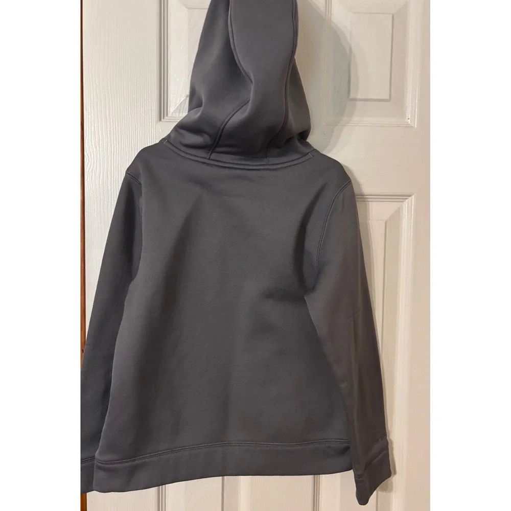 Under Armour Kids Gray Hoodie Youth Small Orange Logo‎ Pullover Sweatshirt NOTE!